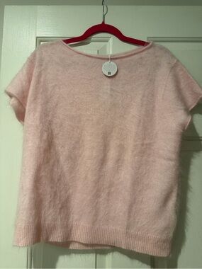 J. Crew Cashmere Fuzzy Light Pink Short-Sleeve Crewneck Sweater